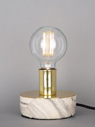 Fontana Marbled Ceramic Table Lamp with Brass Holder