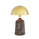 Cassia Tall Black Clay Ceramic Table Lamp with Brass Shade