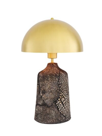 Cassia Tall Black Clay Ceramic Table Lamp with Brass Shade