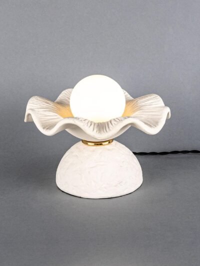 Rivale Matte White Striped Ceramic Table Lamp