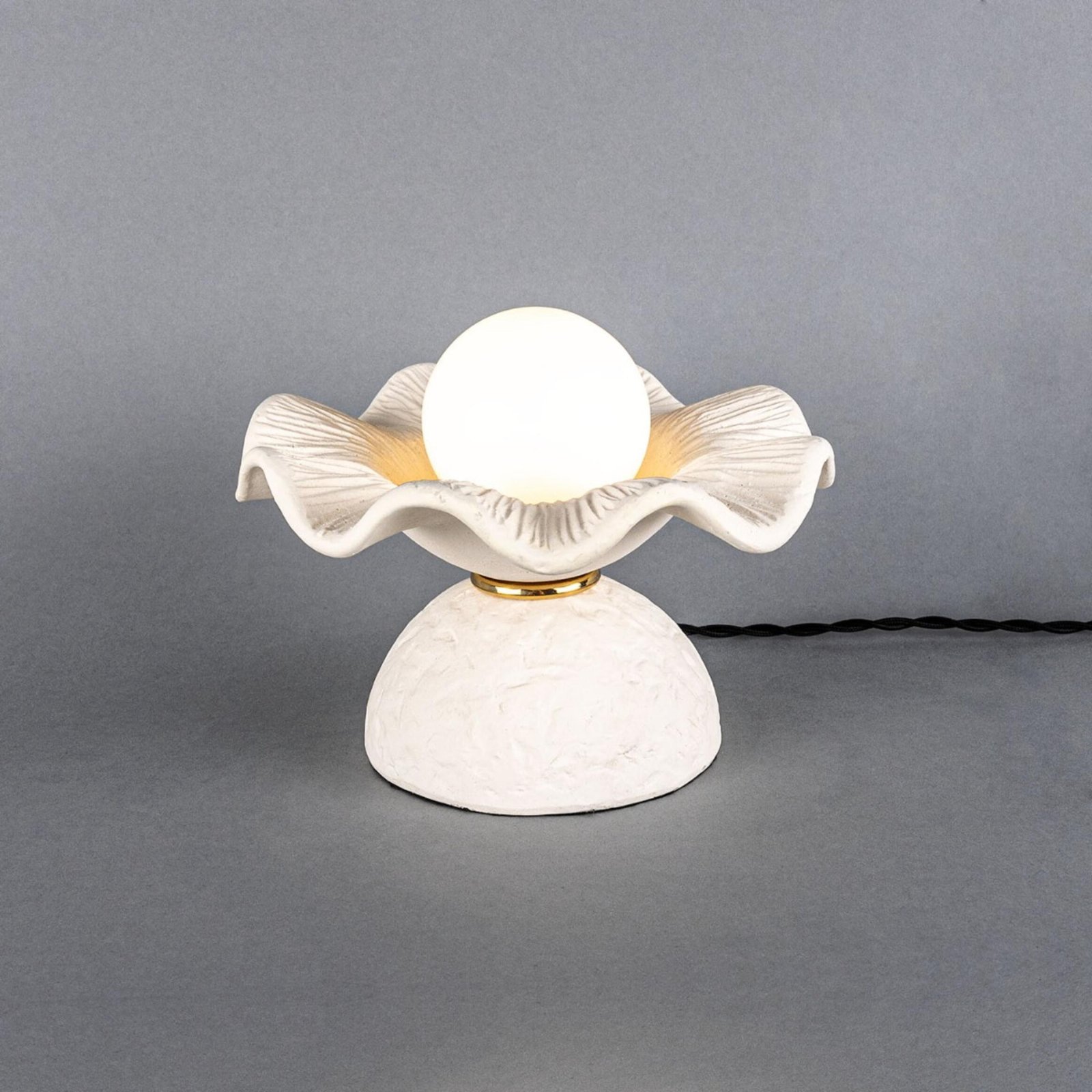 Rivale Matte White Striped Ceramic Table Lamp