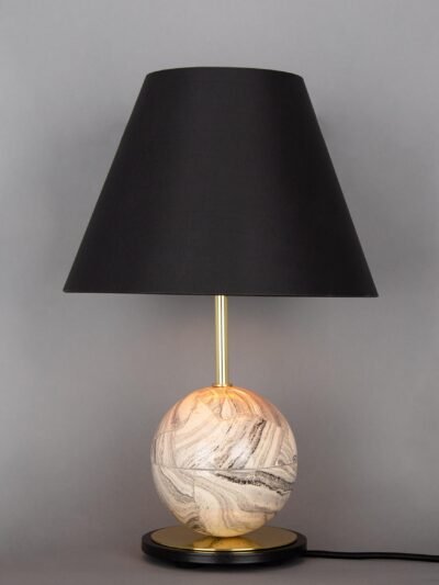 Byrd Marbled Ceramic Table Lamp with Fabric Shade