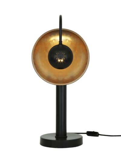 Orebro Industrial Brass Reflective Dish Table Lamp