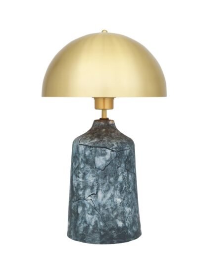 Cassia Tall Blue Earth Ceramic Table Lamp with Brass Shade