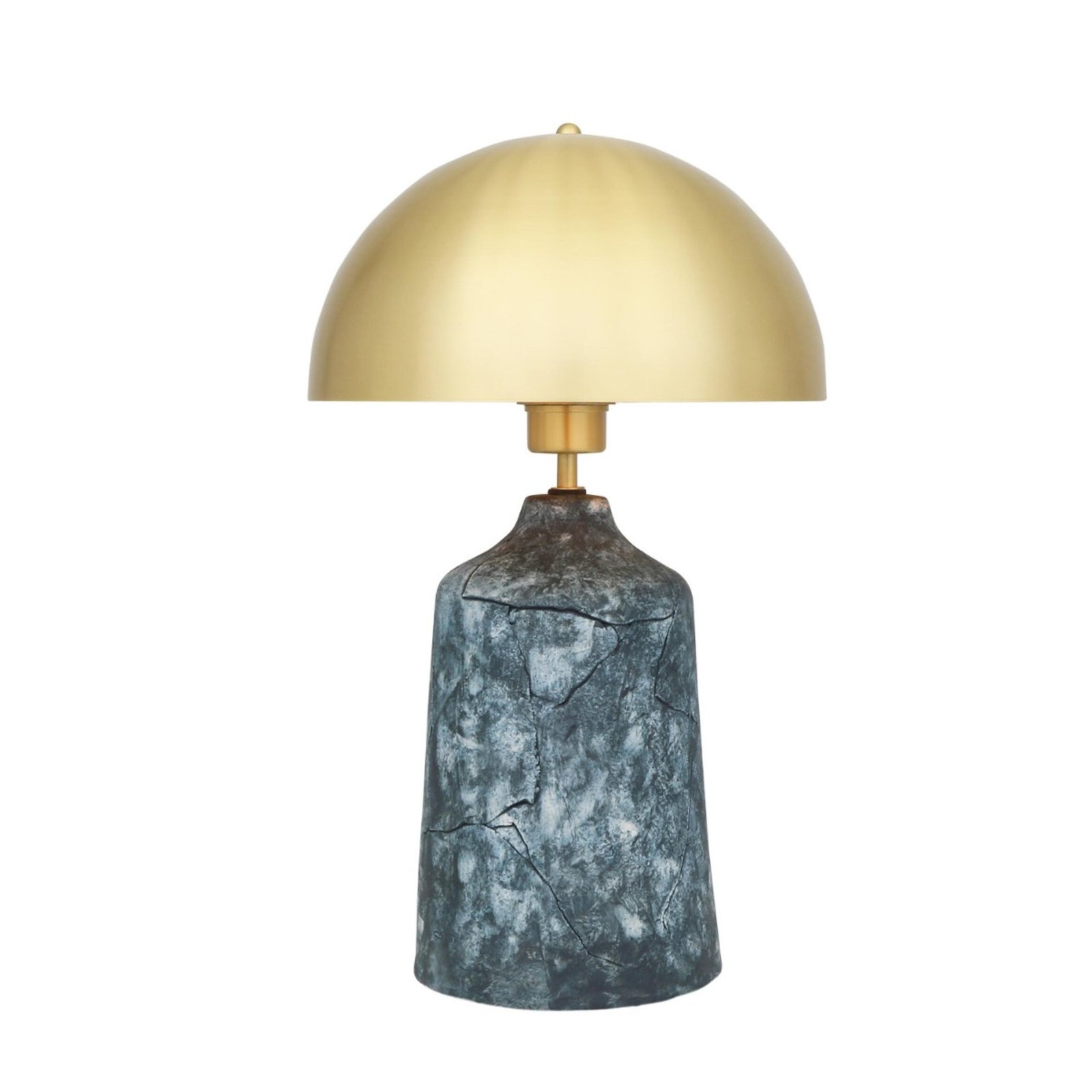Cassia Tall Blue Earth Ceramic Table Lamp with Brass Shade