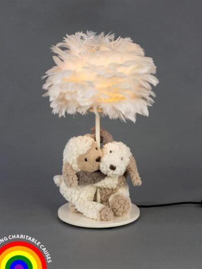 Foz Teddy Decorative Table Lamp with Feather Shade 56cm