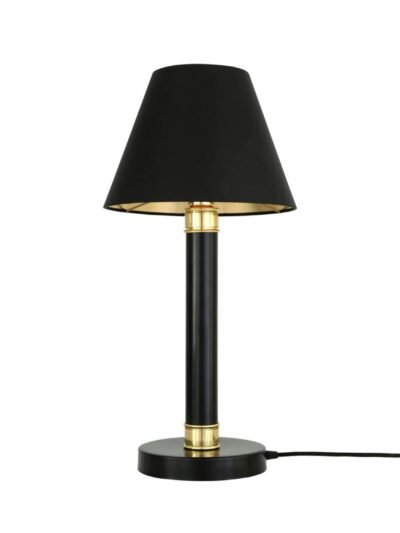 Kangos Traditional Black Brass Table Lamp with Fabric Shade