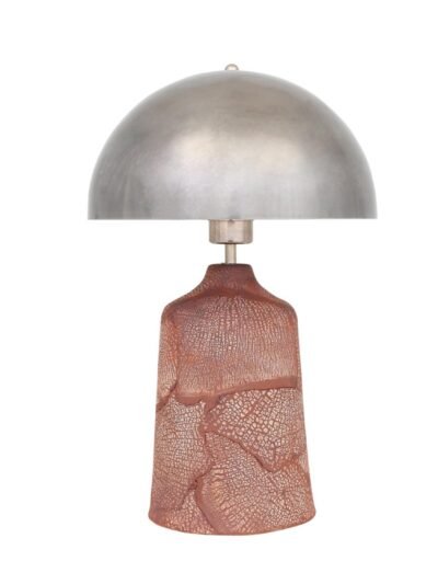 Cassia Tall Red Iron Ceramic Table Lamp with Brass Shade