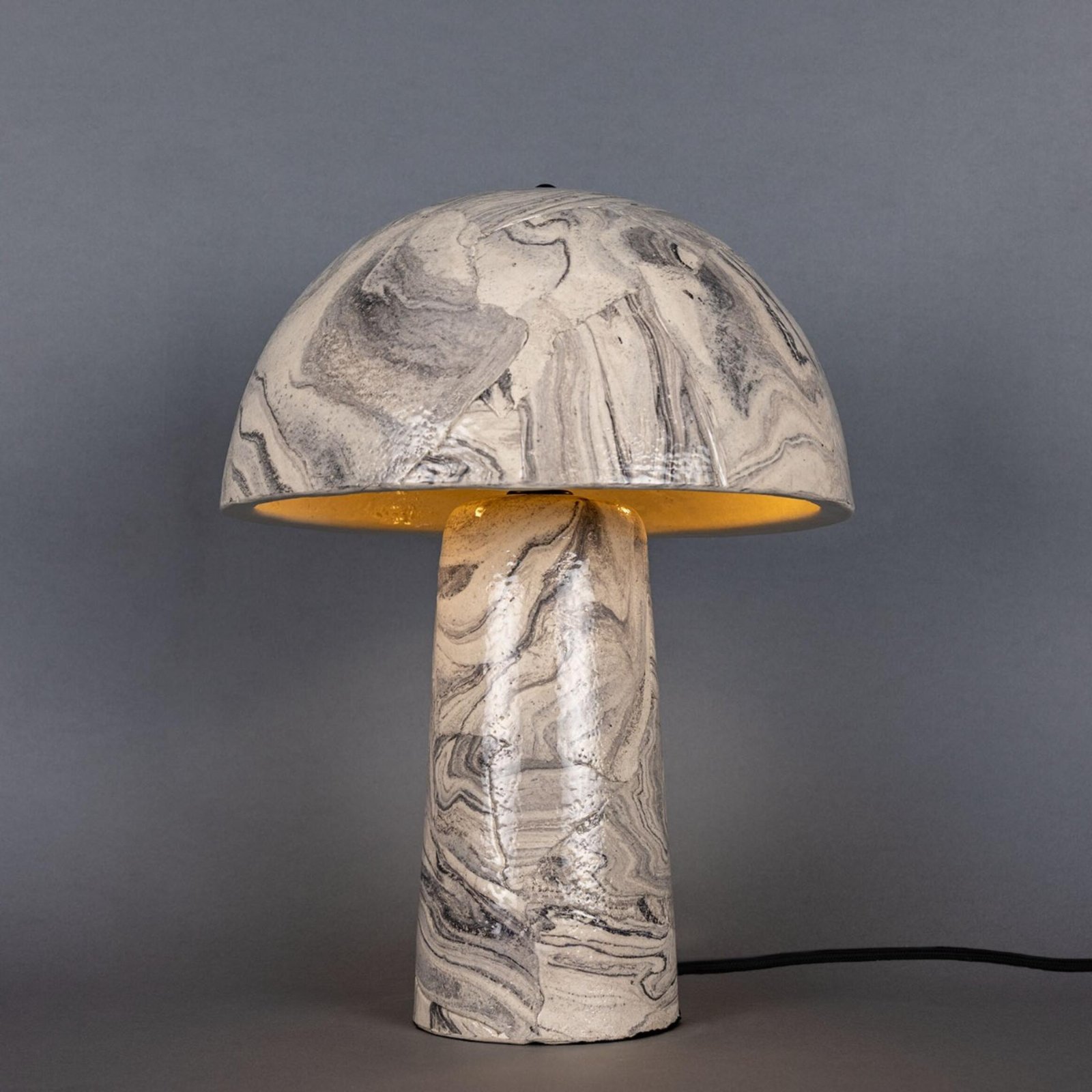 Amanita Small Marbled Ceramic Mushroom Table Lamp
