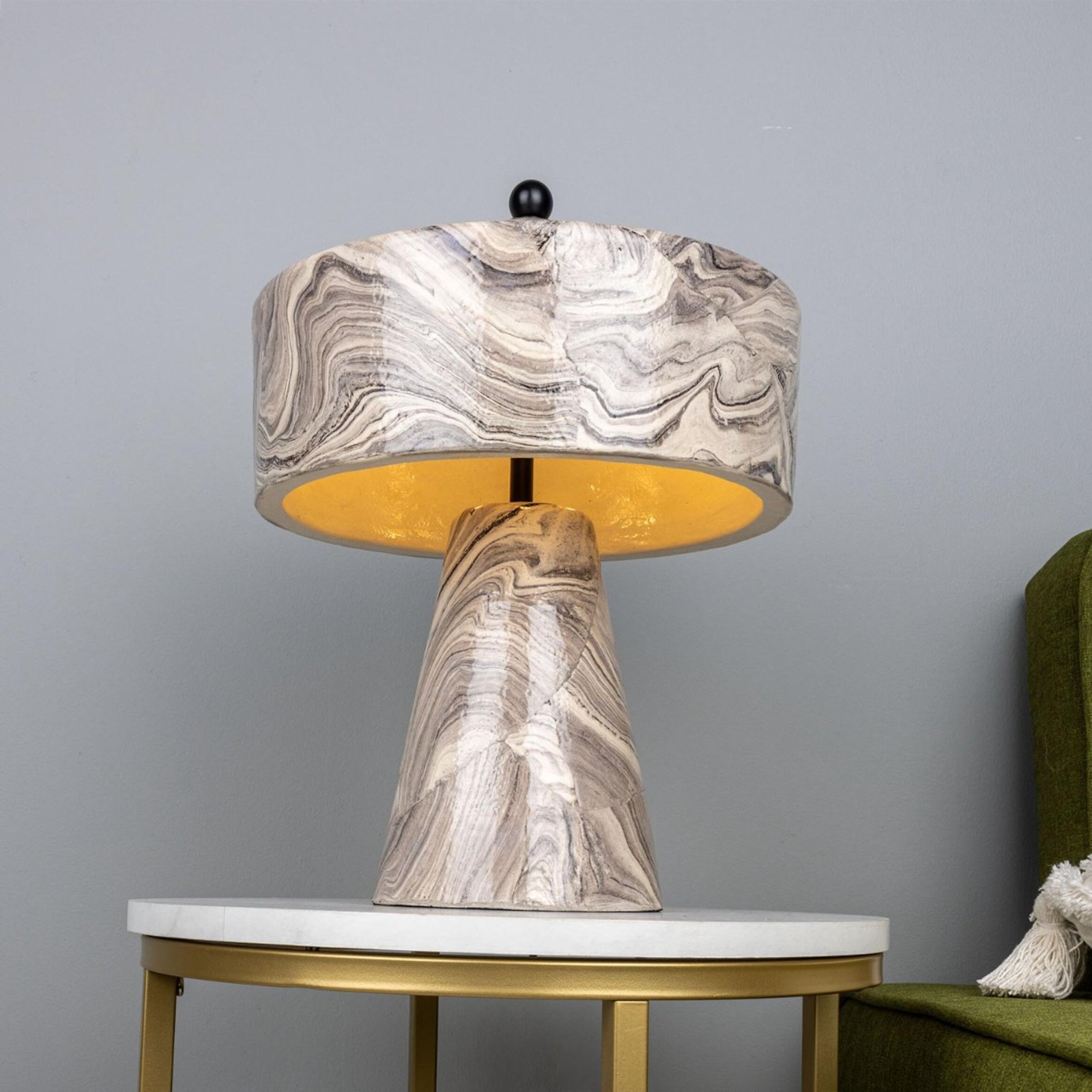 Seville Marbled Ceramic Mid-Century Table Lamp - Image 10