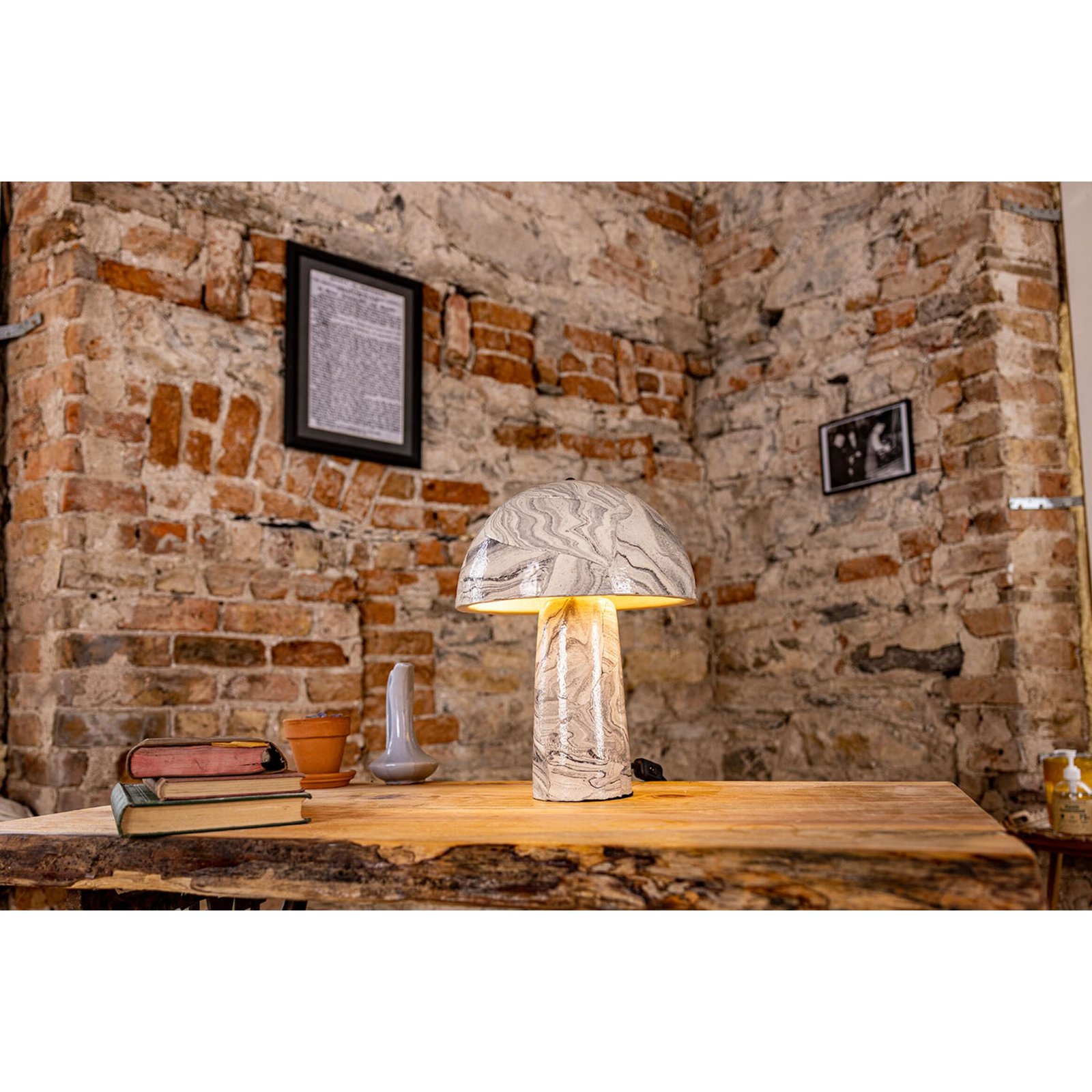 Amanita Small Marbled Ceramic Mushroom Table Lamp - Image 11