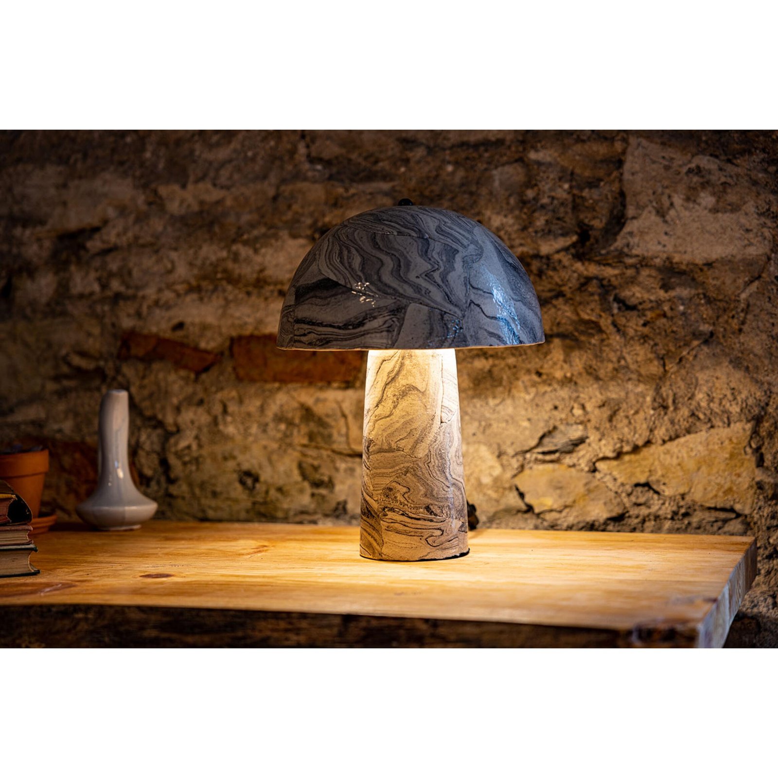 Amanita Small Marbled Ceramic Mushroom Table Lamp - Image 12