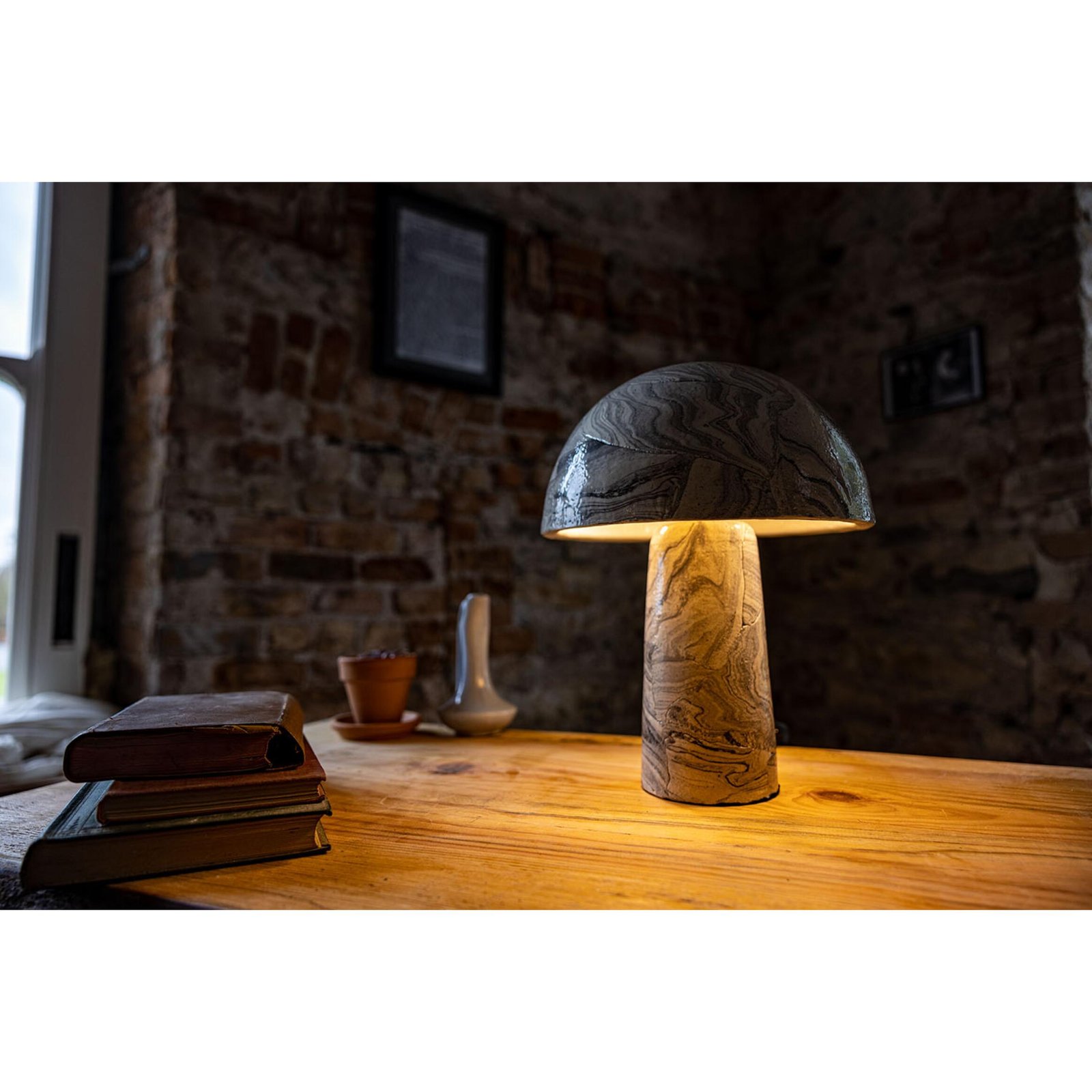 Amanita Small Marbled Ceramic Mushroom Table Lamp - Image 13