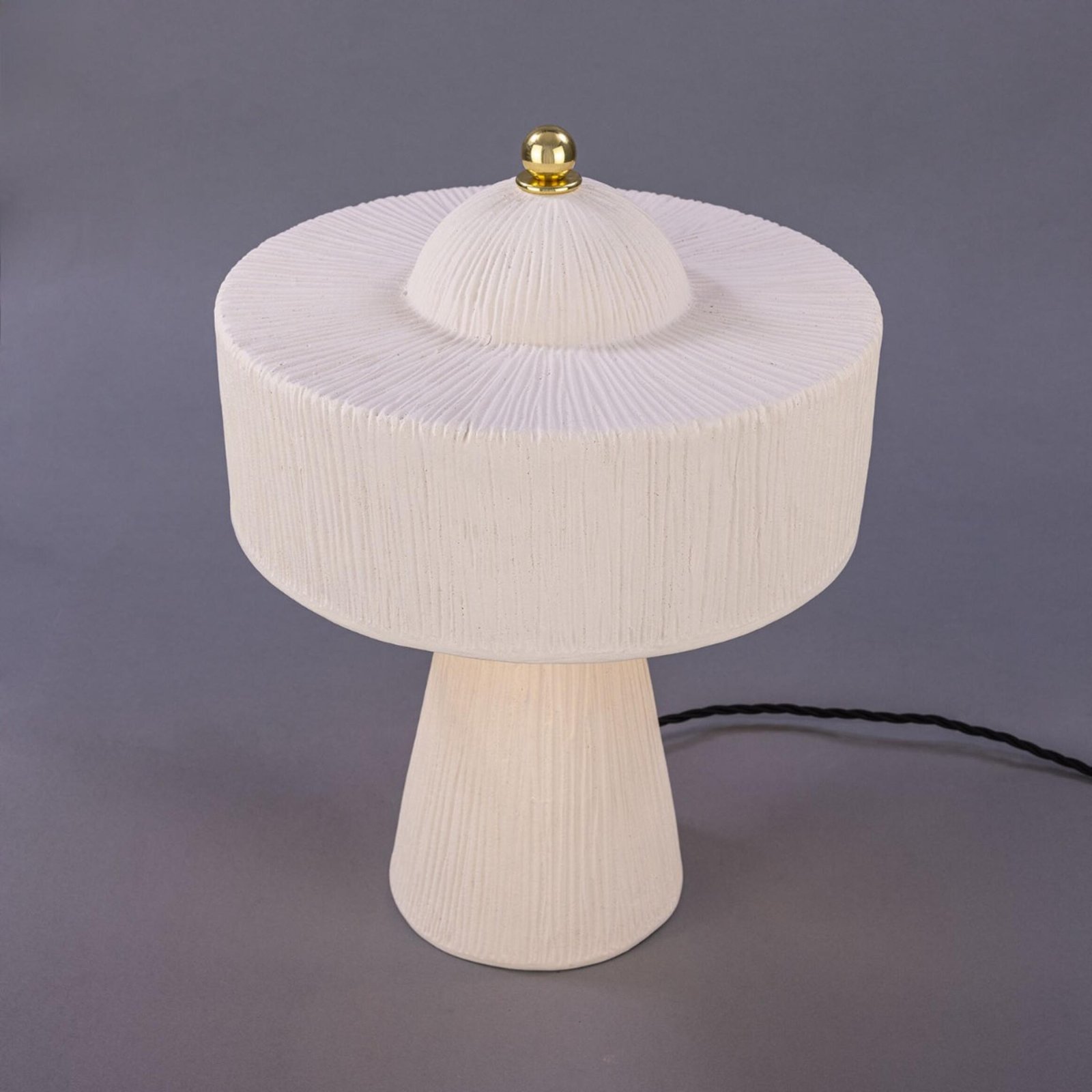 Seville Matte White Striped Ceramic Table Lamp - Image 3