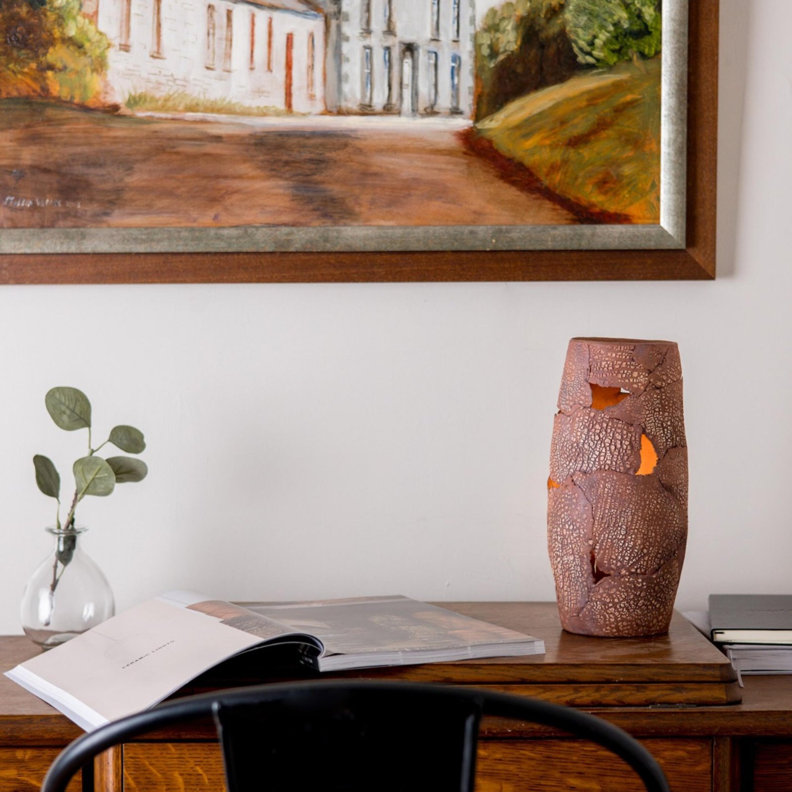 Carya Red Iron Rustic Ceramic Table Lamp - Image 3