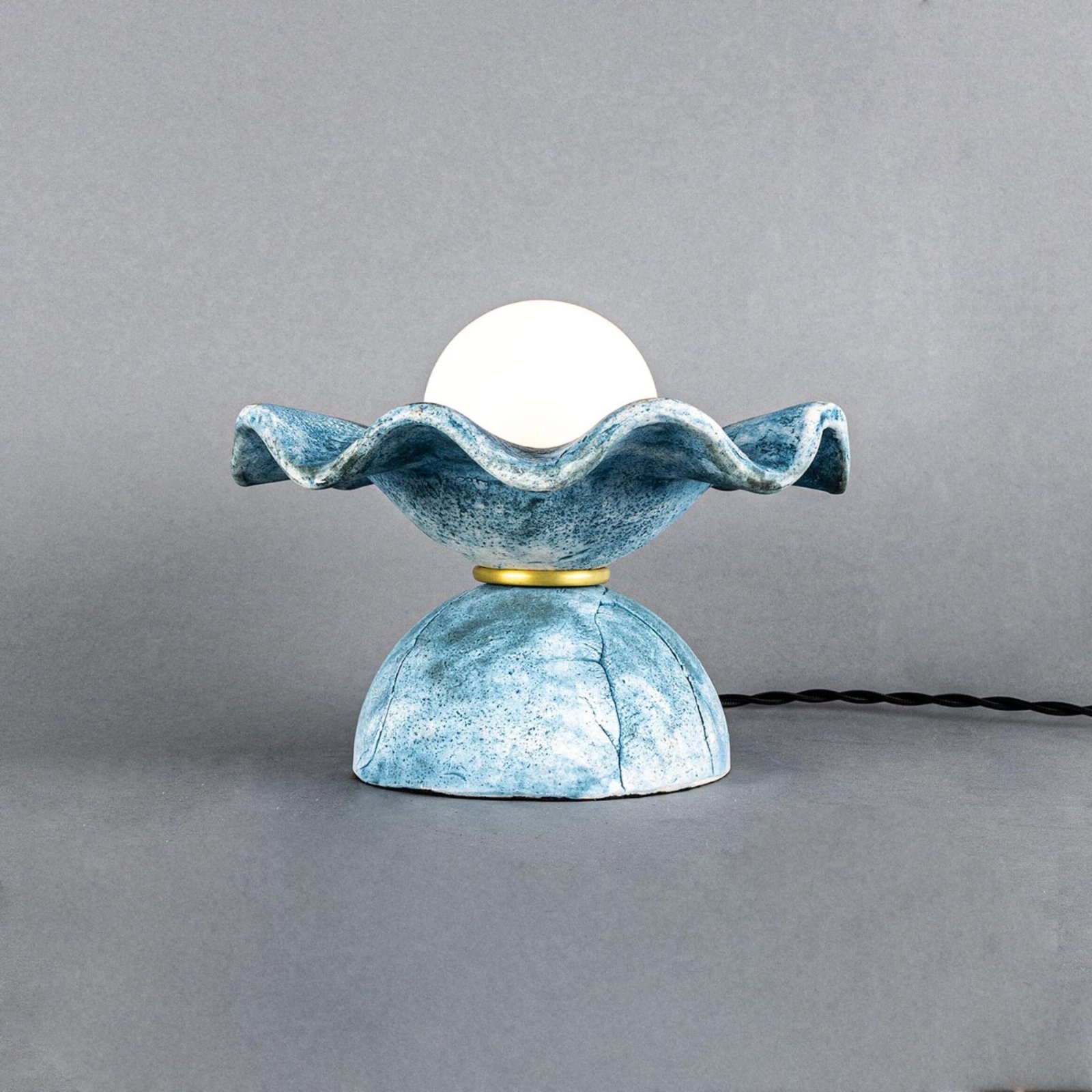 Rivale Blue Earth Wavy Ceramic Table Lamp - Image 3
