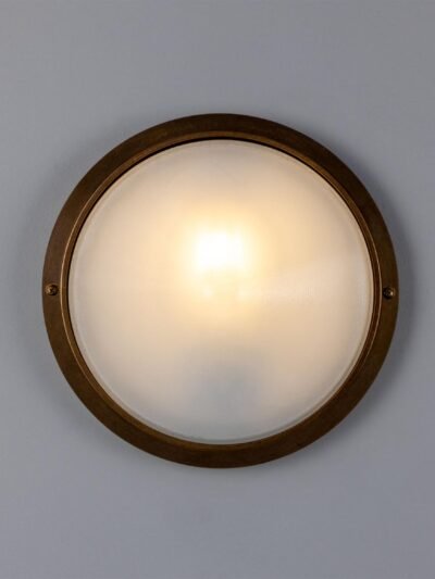 Veria Antique Brass Outdoor Wall Light with Frosted Glass 26cm