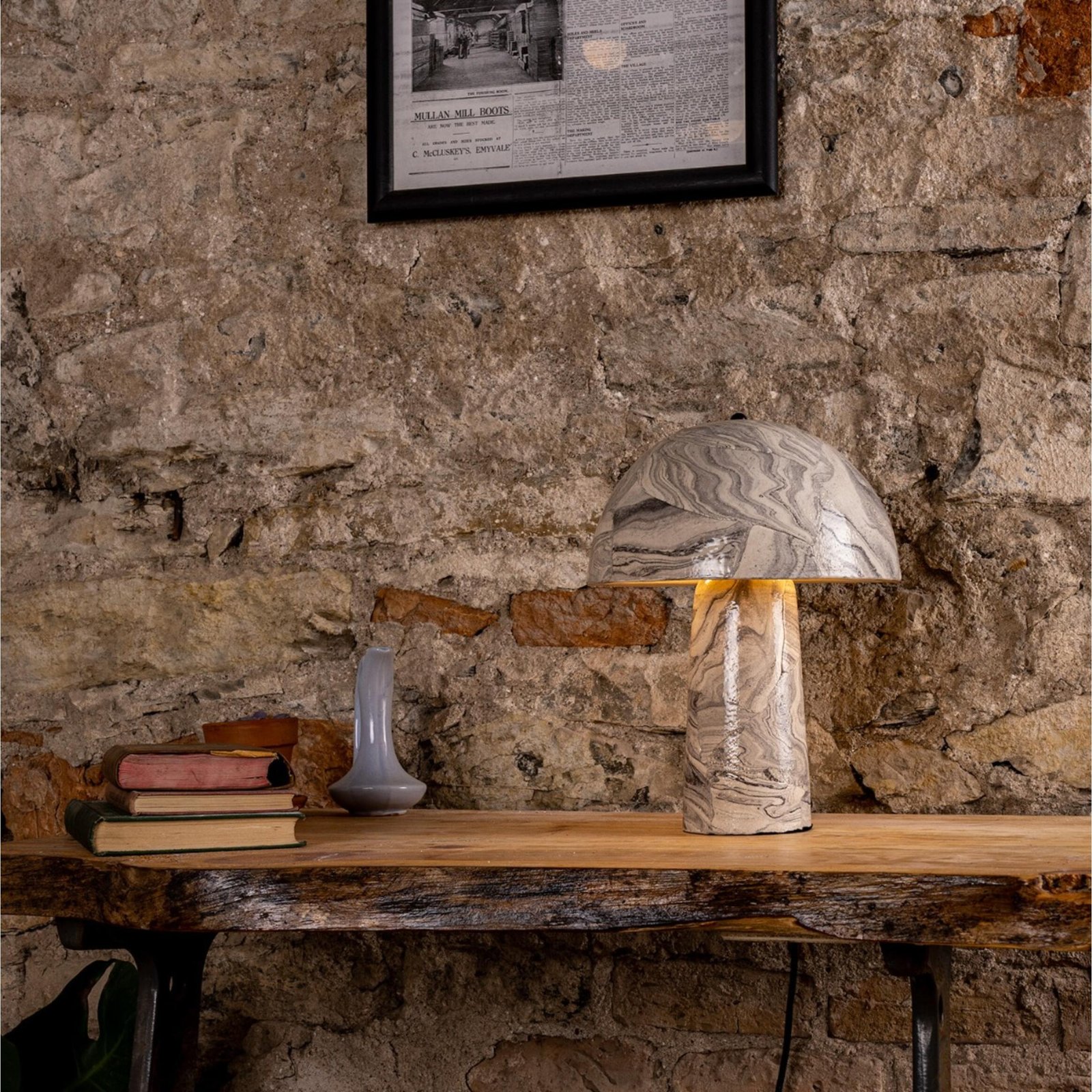 Amanita Small Marbled Ceramic Mushroom Table Lamp - Image 2