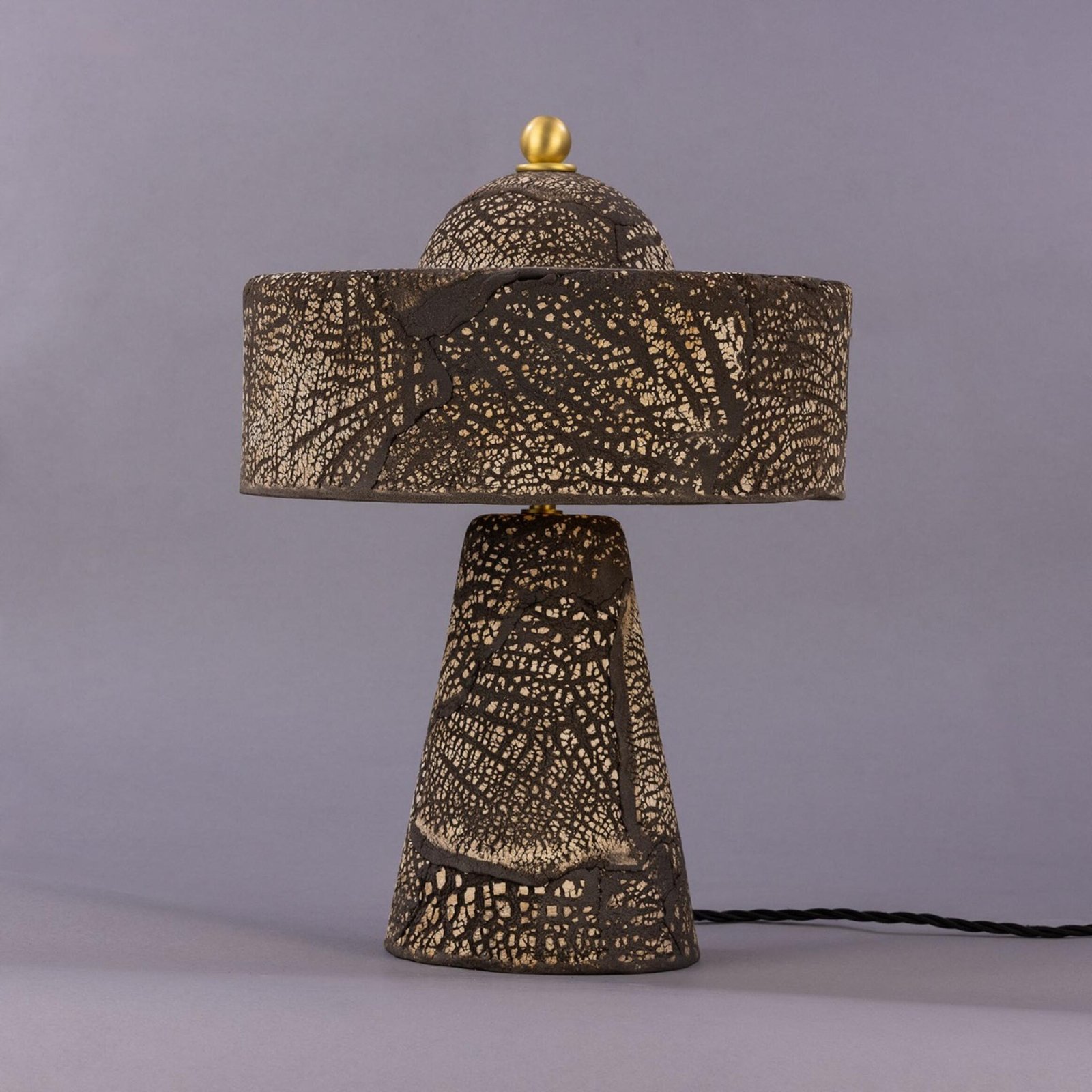 Seville Black Clay Ceramic Mid-Century Table Lamp - Image 3