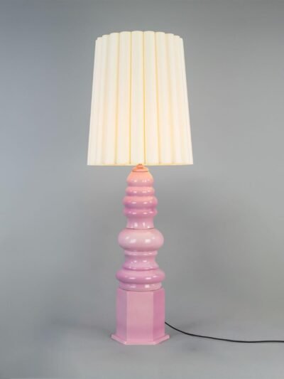 Safi Large Sculptural Ceramic Table Lamp with Pleated Shade 138cm
