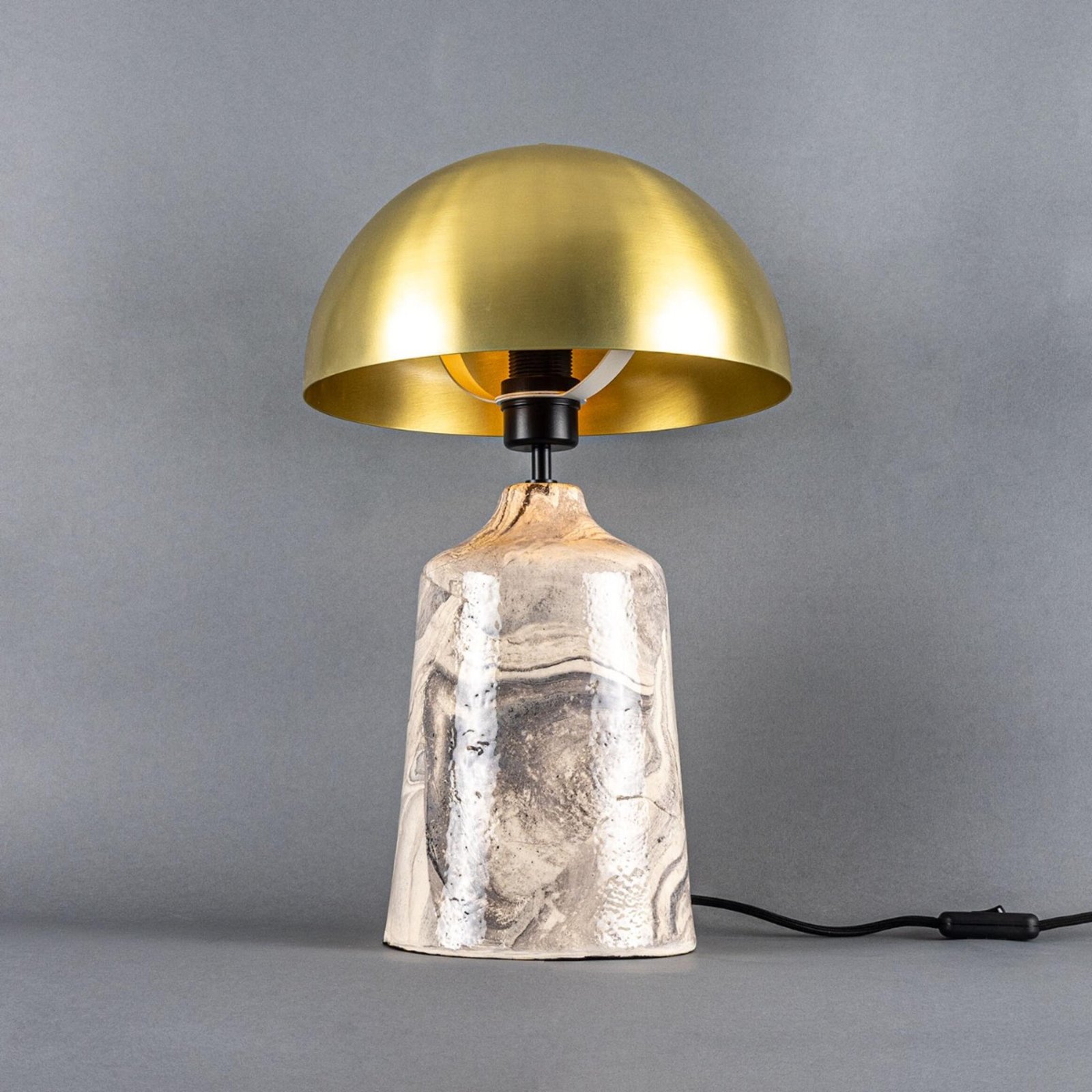 Cassia Marbled Ceramic Table Lamp with Brass Dome Shade - Image 3