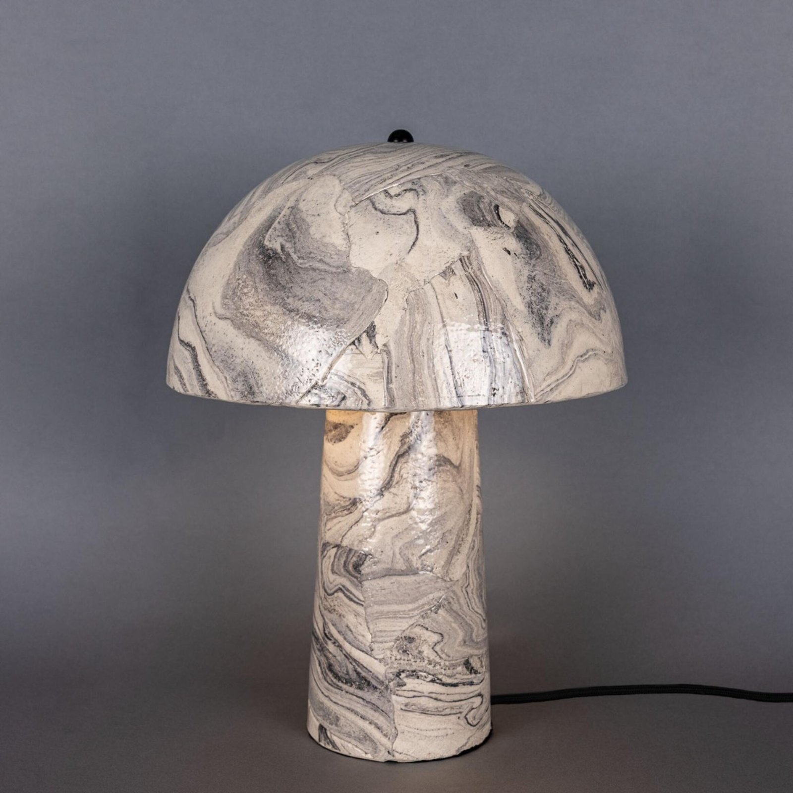Amanita Small Marbled Ceramic Mushroom Table Lamp - Image 3