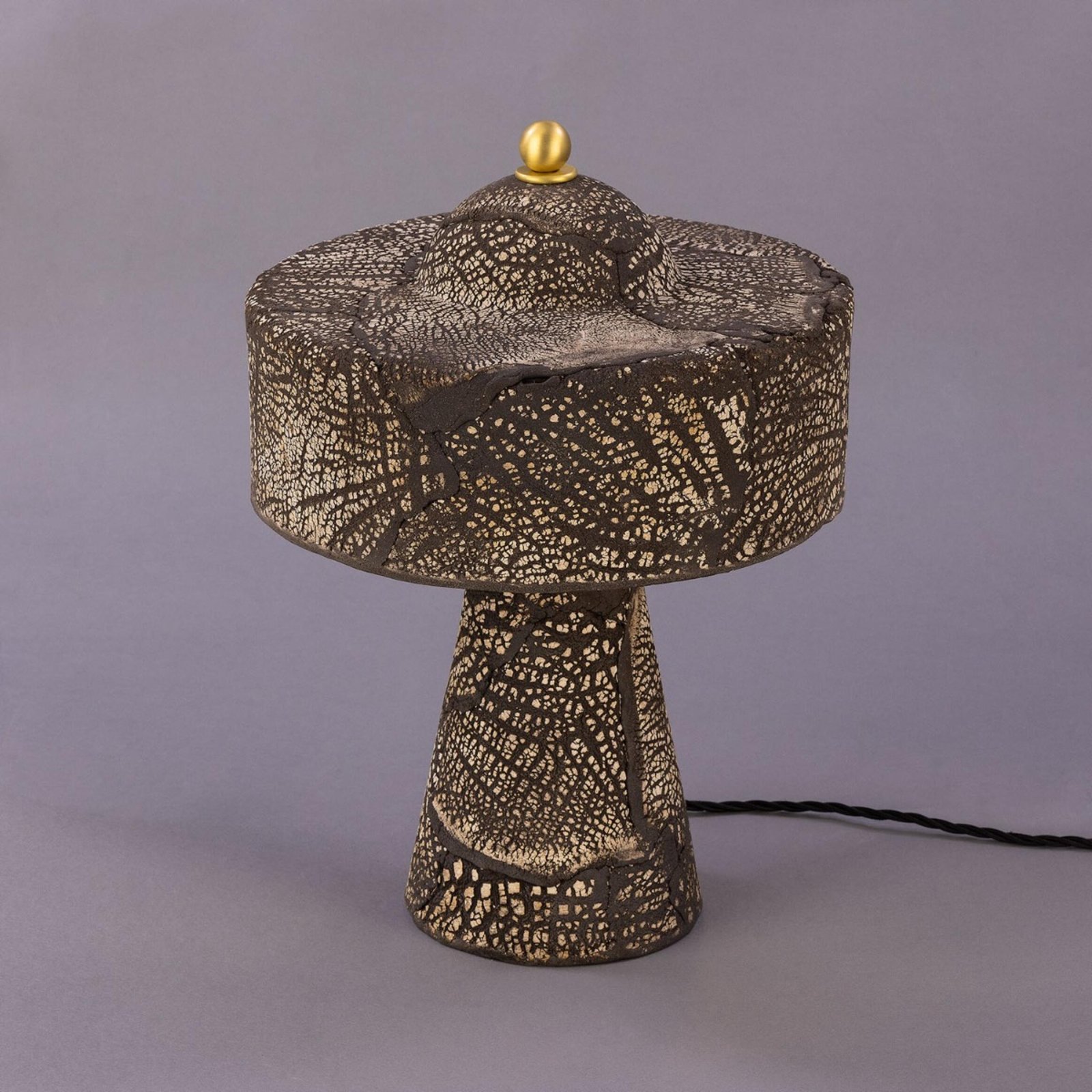 Seville Black Clay Ceramic Mid-Century Table Lamp - Image 4