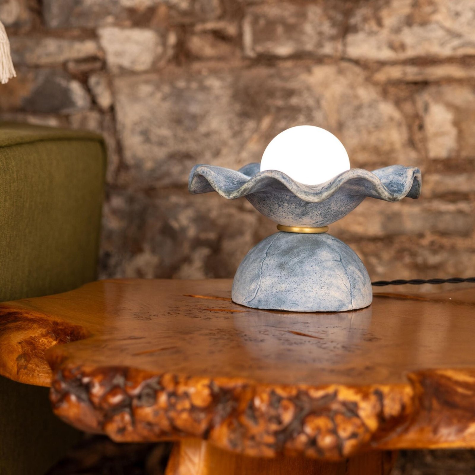 Rivale Blue Earth Wavy Ceramic Table Lamp - Image 5
