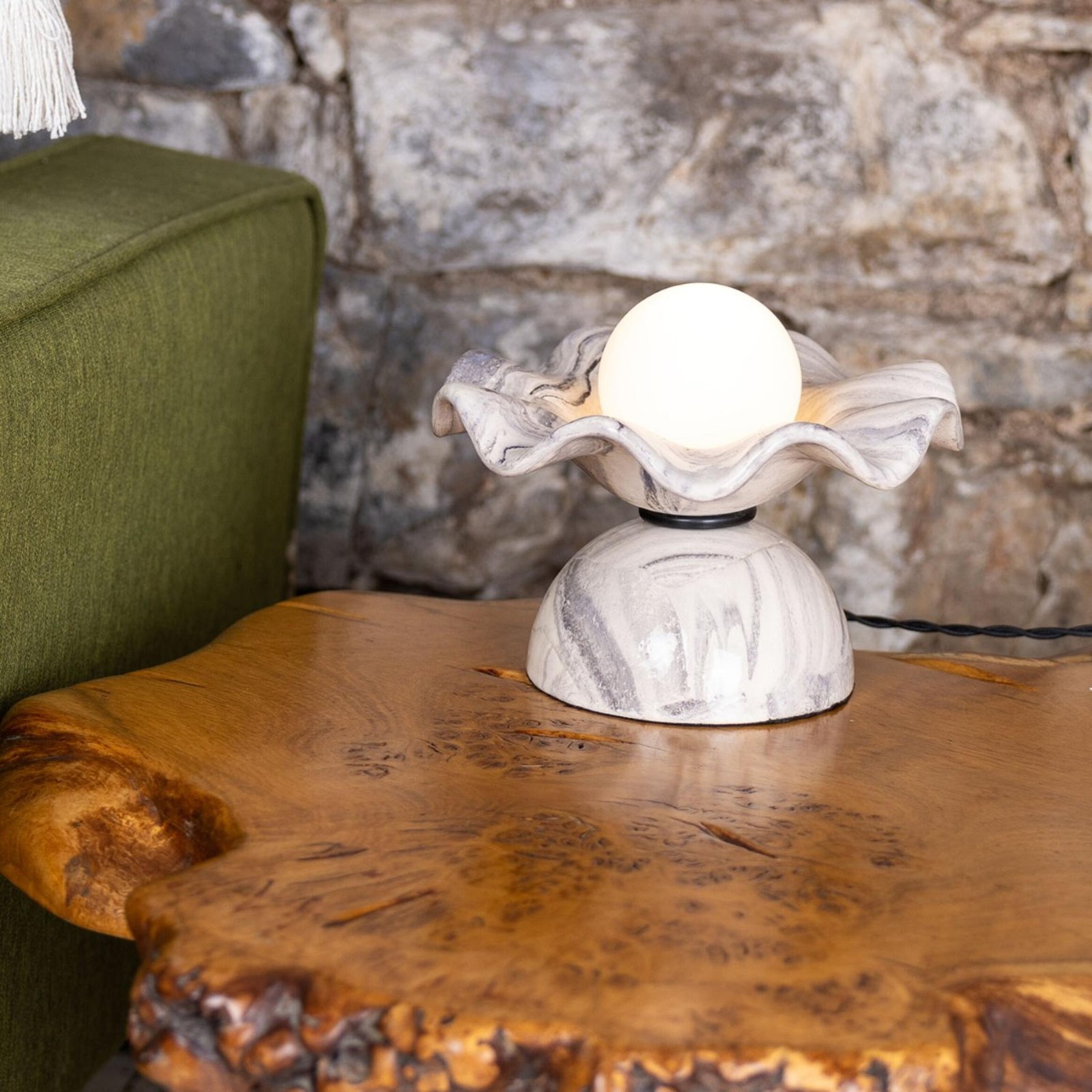 Rivale Marbled Wavy Ceramic Table Lamp - Image 5