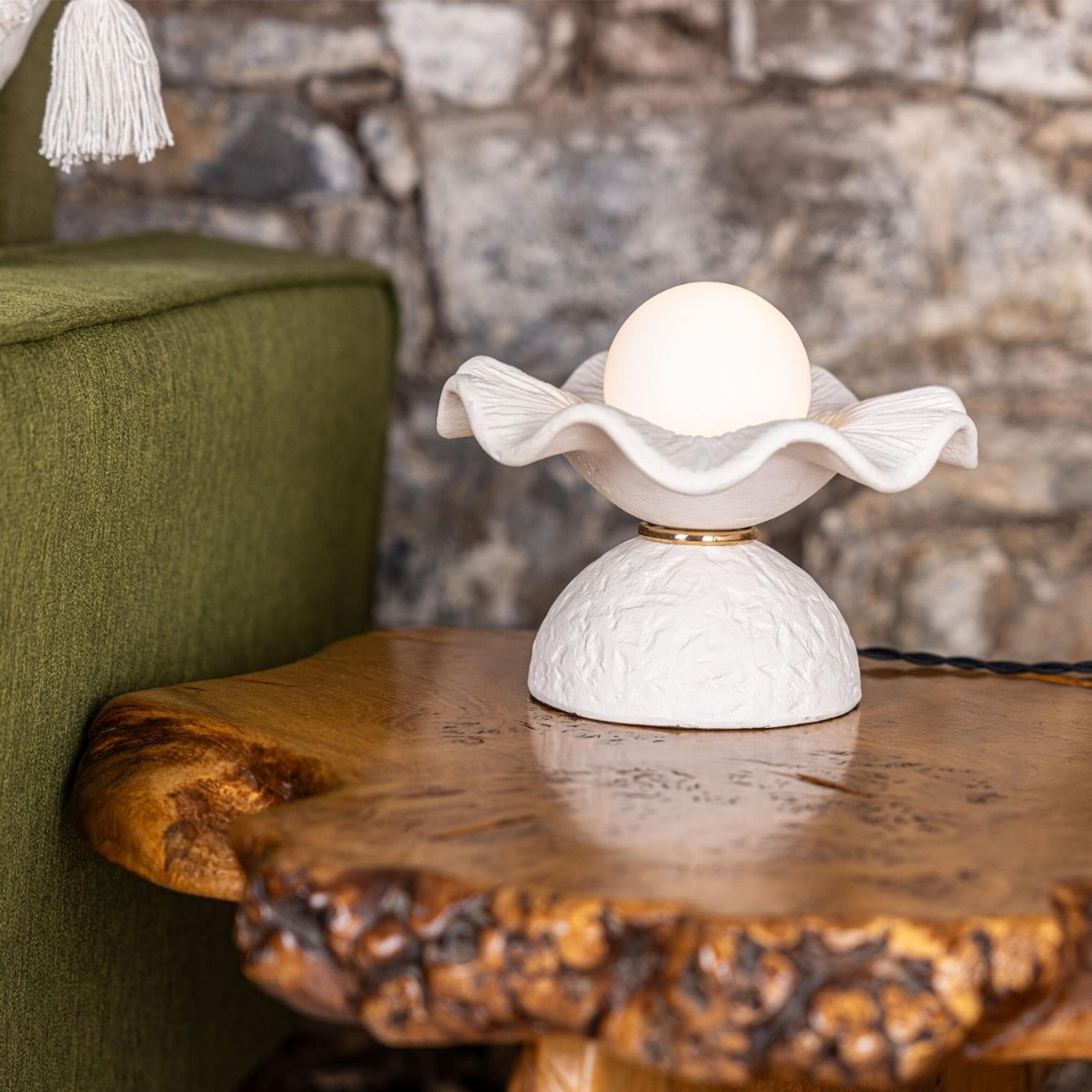 Rivale Matte White Striped Ceramic Table Lamp - Image 5