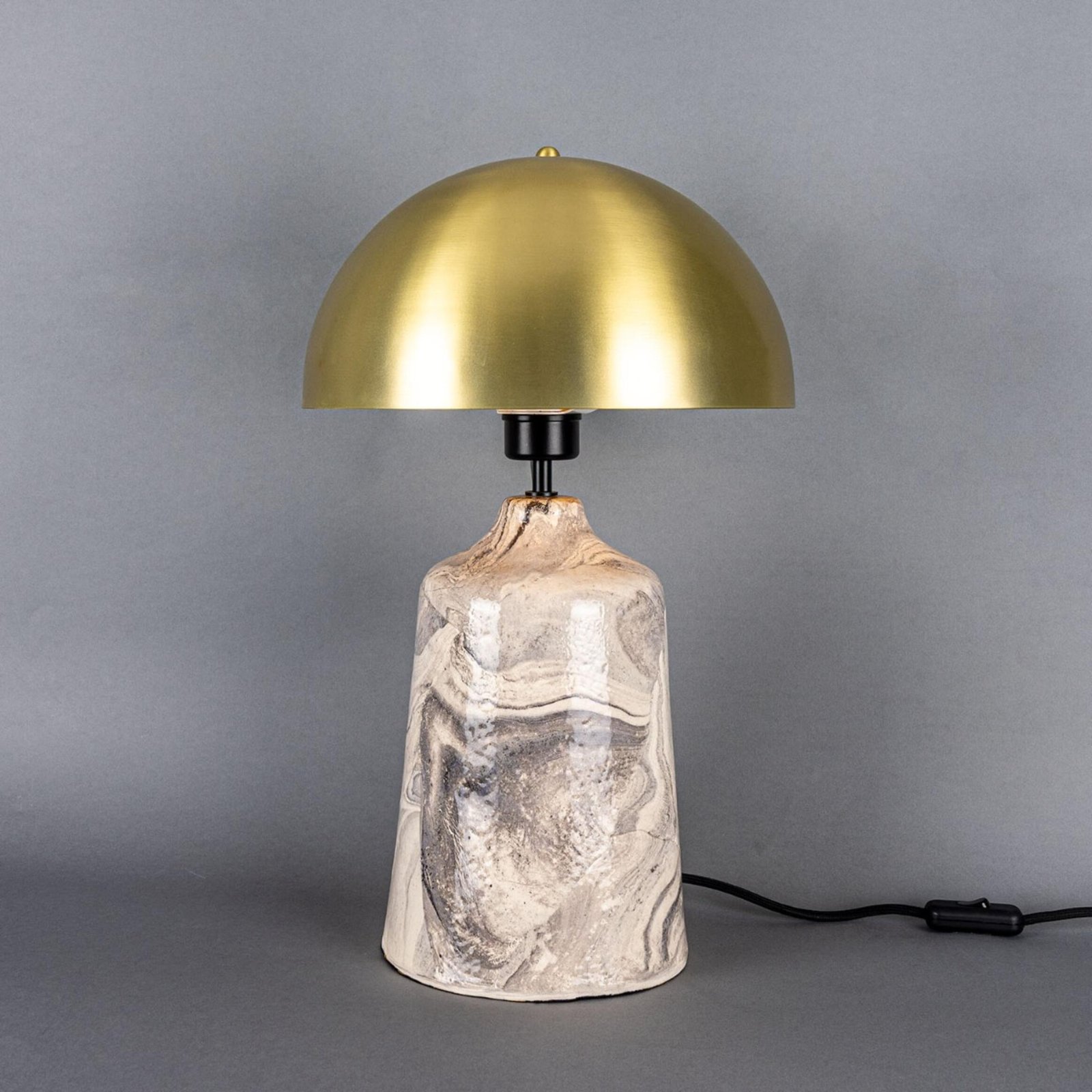 Cassia Marbled Ceramic Table Lamp with Brass Dome Shade - Image 4