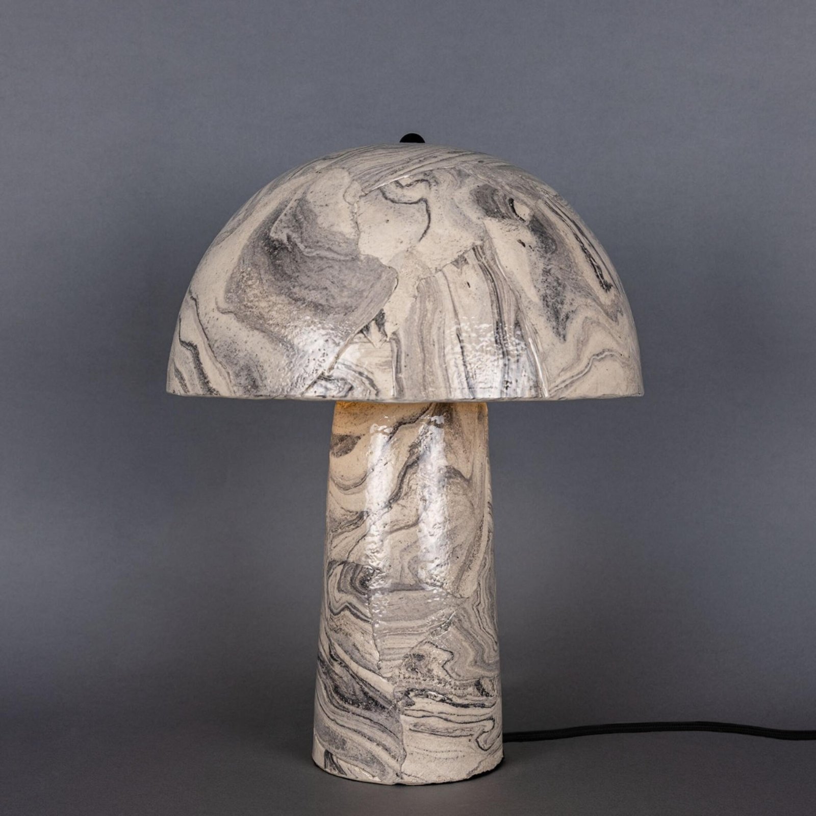 Amanita Small Marbled Ceramic Mushroom Table Lamp - Image 4