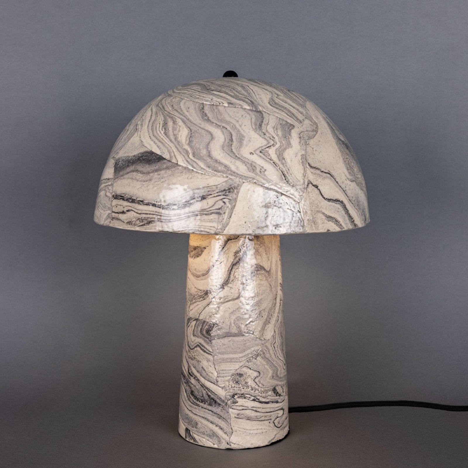 Amanita Small Marbled Ceramic Mushroom Table Lamp - Image 5