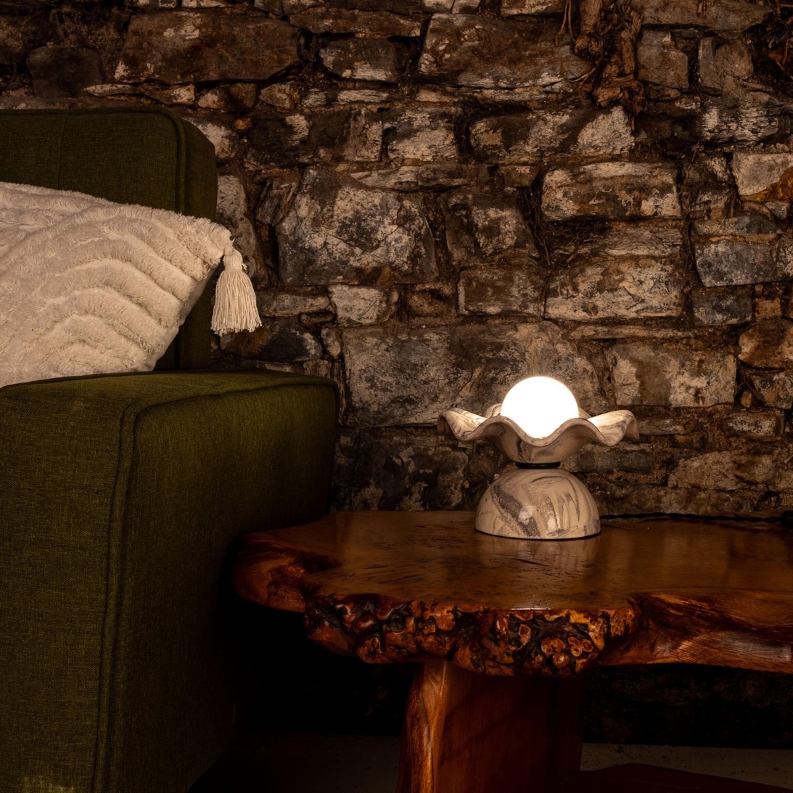 Rivale Marbled Wavy Ceramic Table Lamp - Image 6