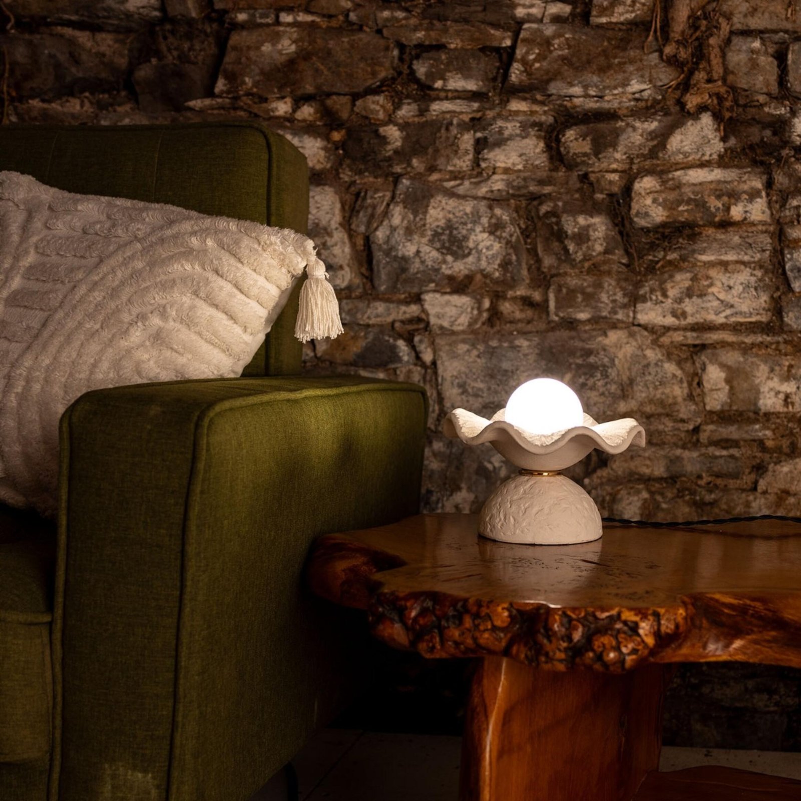 Rivale Matte White Striped Ceramic Table Lamp - Image 6