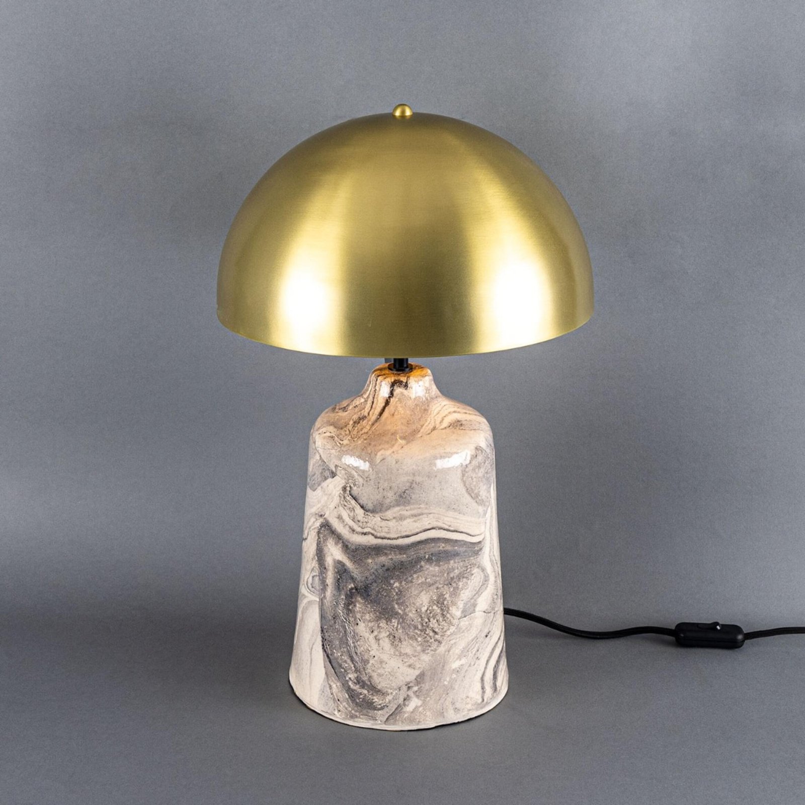 Cassia Marbled Ceramic Table Lamp with Brass Dome Shade - Image 5