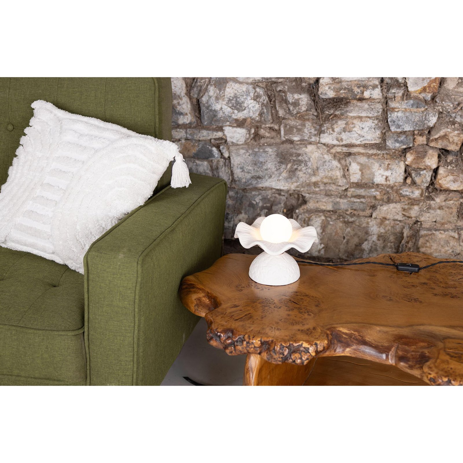 Rivale Matte White Striped Ceramic Table Lamp - Image 7