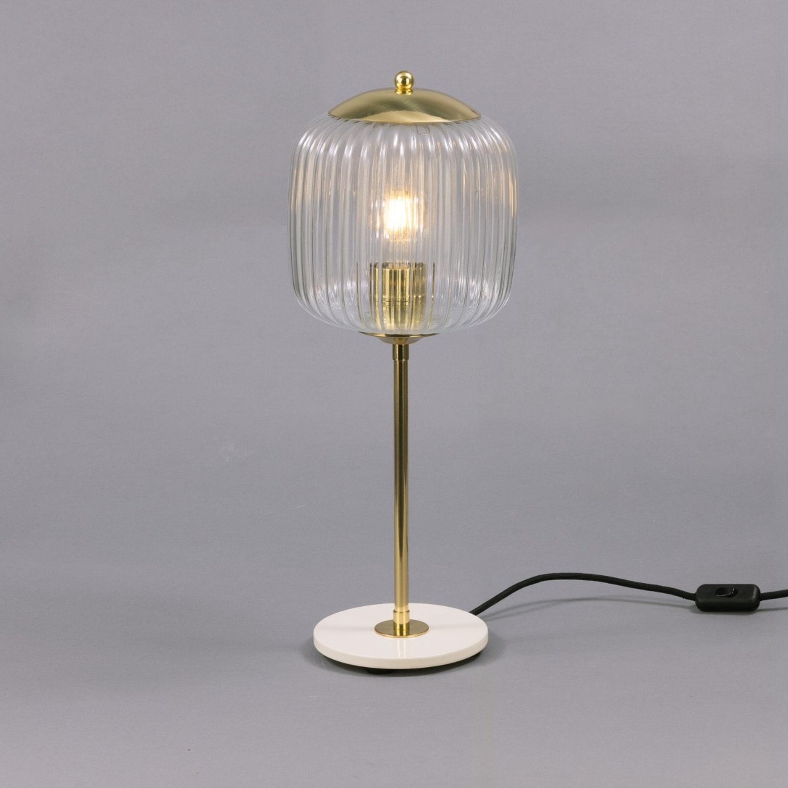 Astoria Reeded Glass Brass Table Lamp - Image 6