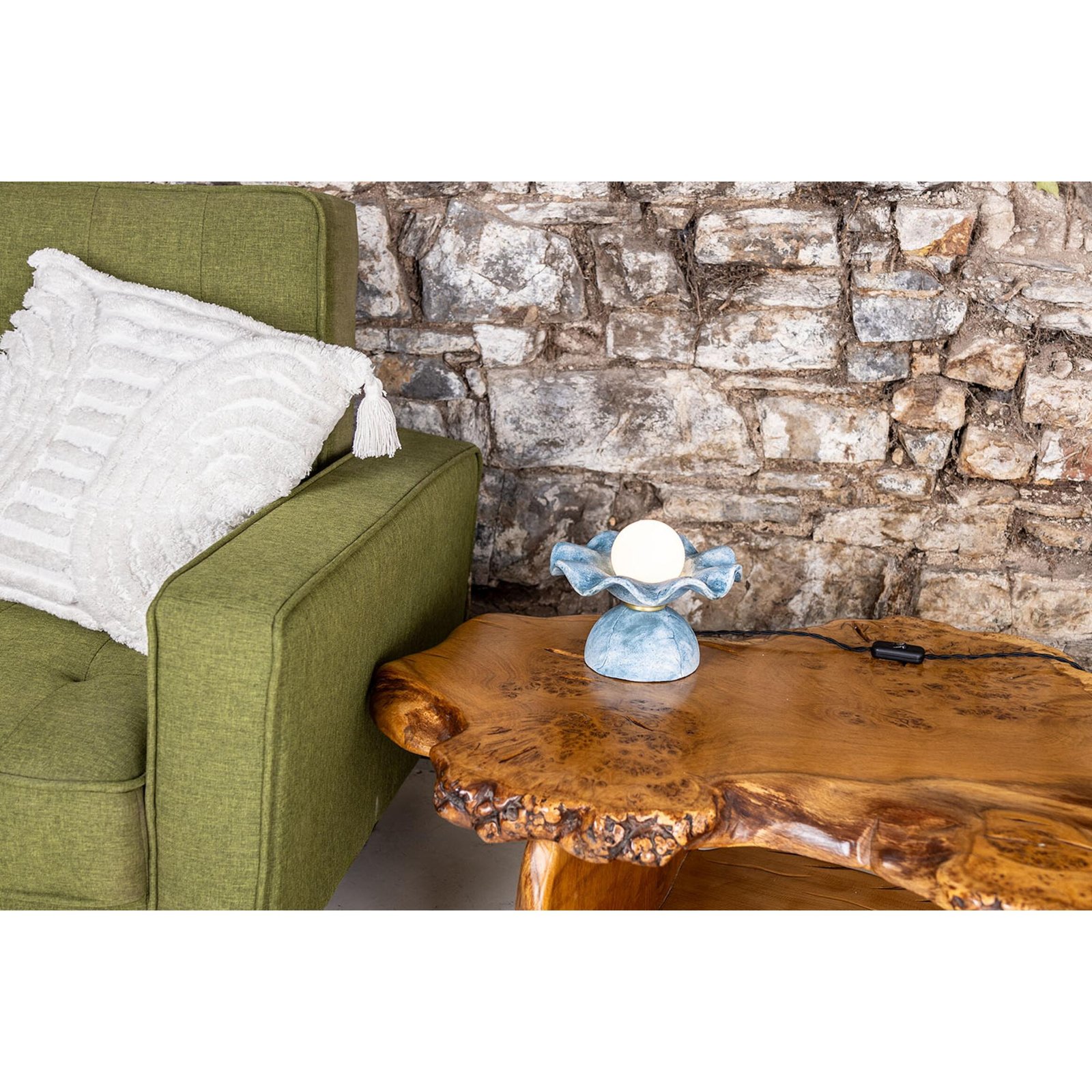 Rivale Blue Earth Wavy Ceramic Table Lamp - Image 2
