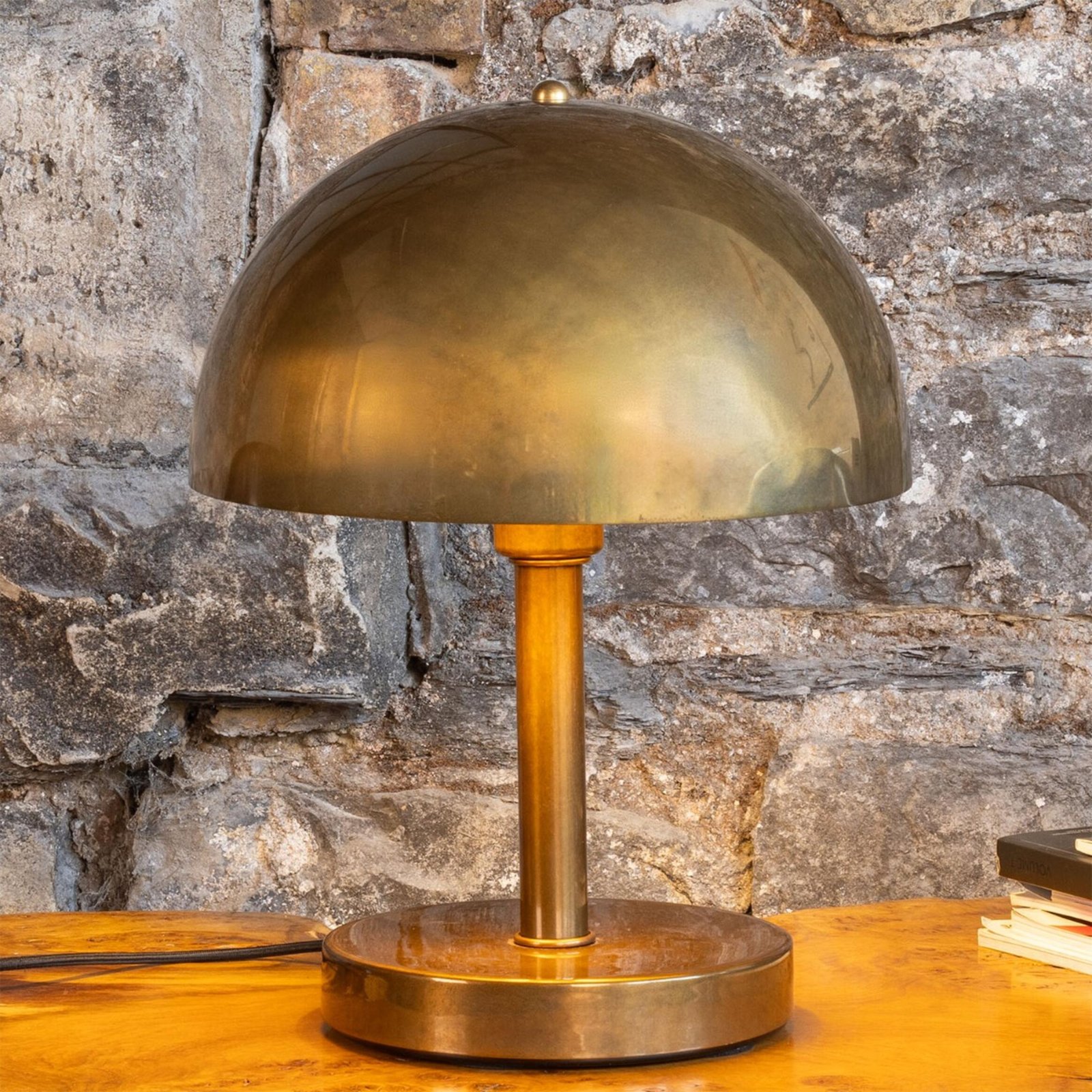 Turku Contemporary Brass Dome Table Lamp 30cm