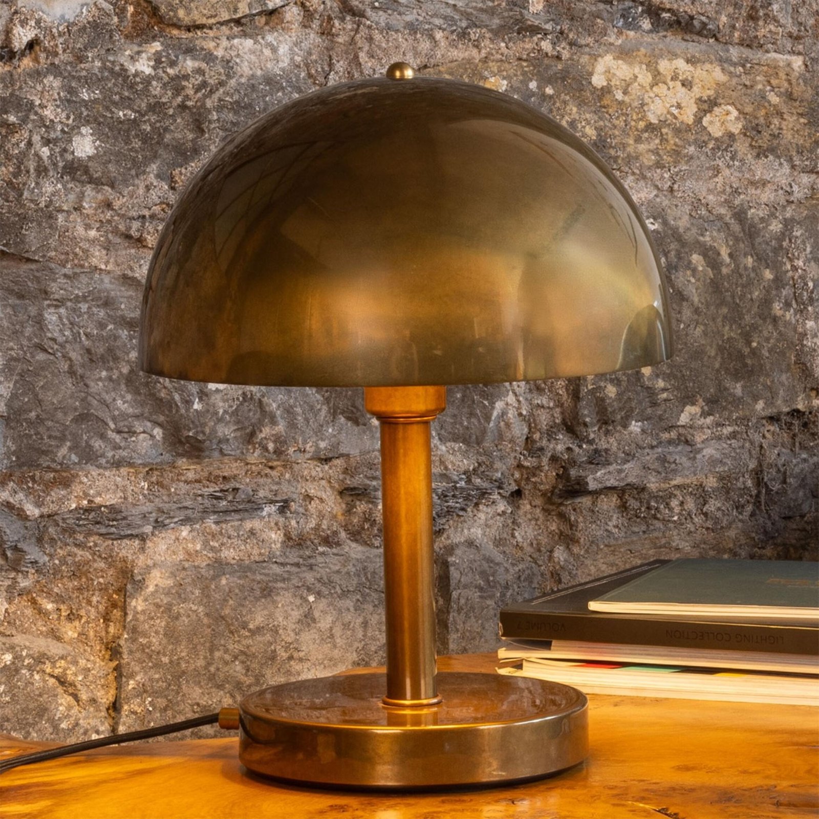 Turku Contemporary Brass Dome Table Lamp 30cm - Image 9