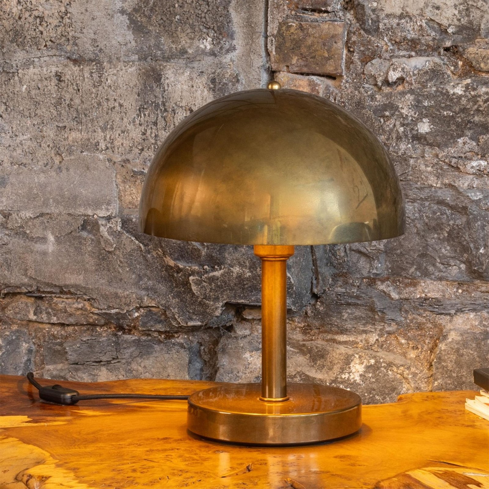 Turku Contemporary Brass Dome Table Lamp 30cm - Image 10