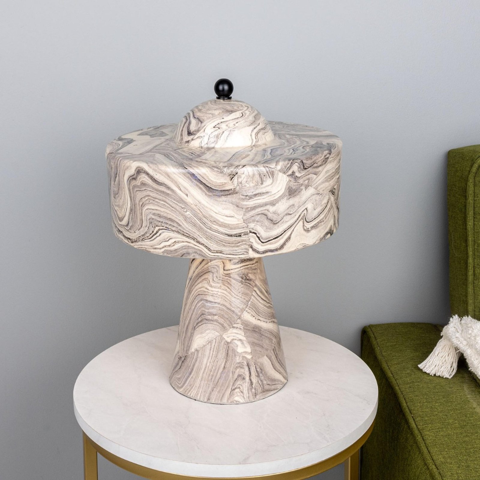 Seville Marbled Ceramic Mid-Century Table Lamp - Image 9